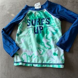 Wave zone Kids' Surf's Up Long Sleeve Rash Guard - Blue & Mint 18m